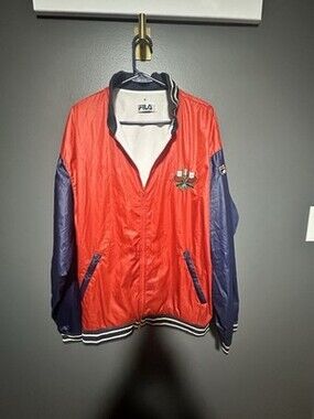 Vintage Fila Cup Made in Italy Jacket Men’s 44 L Red Navy Track Windbreaker 90s